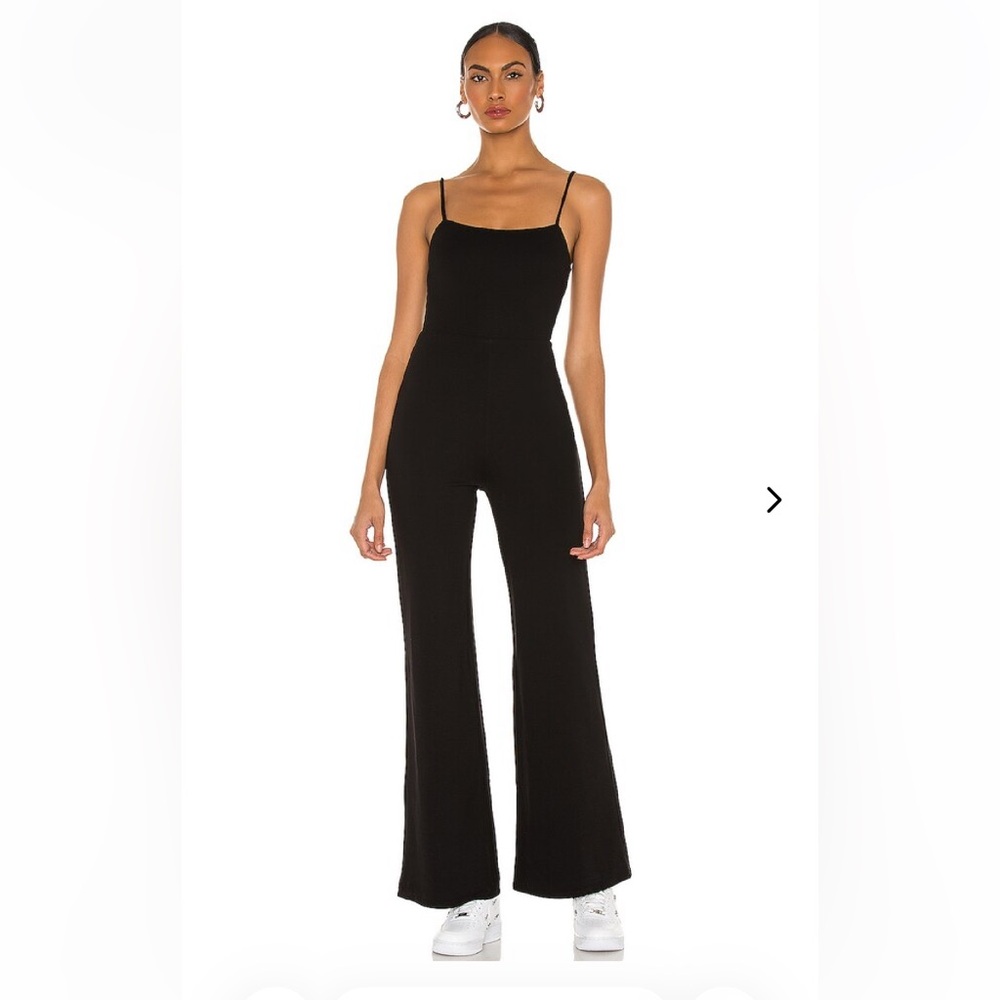 Lovers + Friends Lavinia Black Jumpsuit Wide Leg Ponte Minimal Chic Size Small - Picture 2 of 6